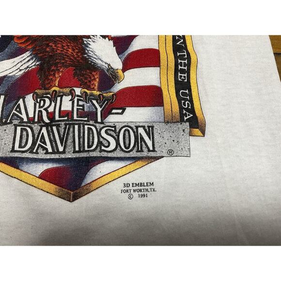 Vintage 1991 Harley Davidson 3D Emblem Sleeveless Tank Top Eagle Size Small - Picture 3 of 11